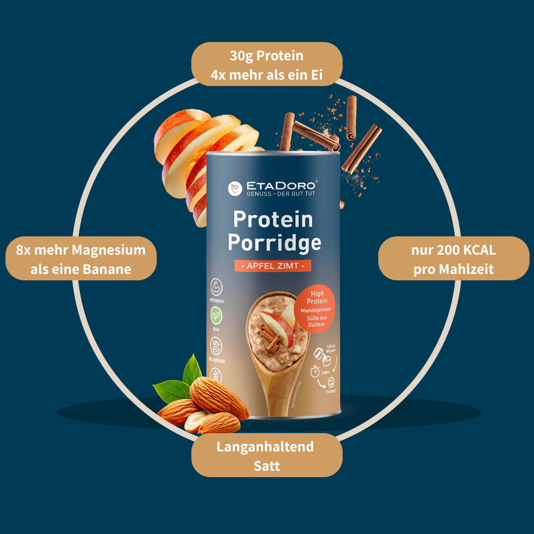 Mandelprotein Porridge - Apfel Zimt