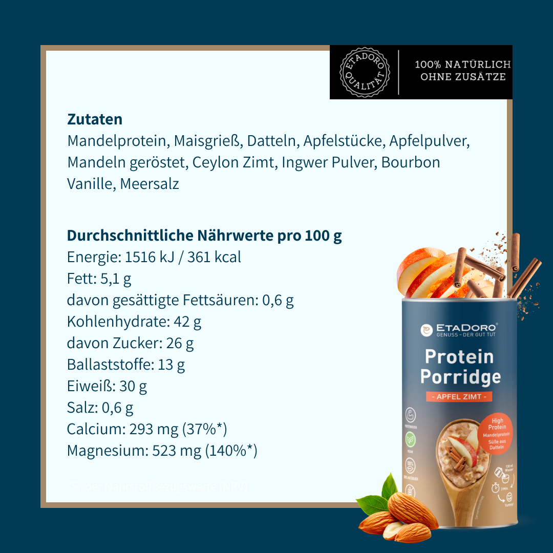 Mandelprotein Porridge - Apfel Zimt