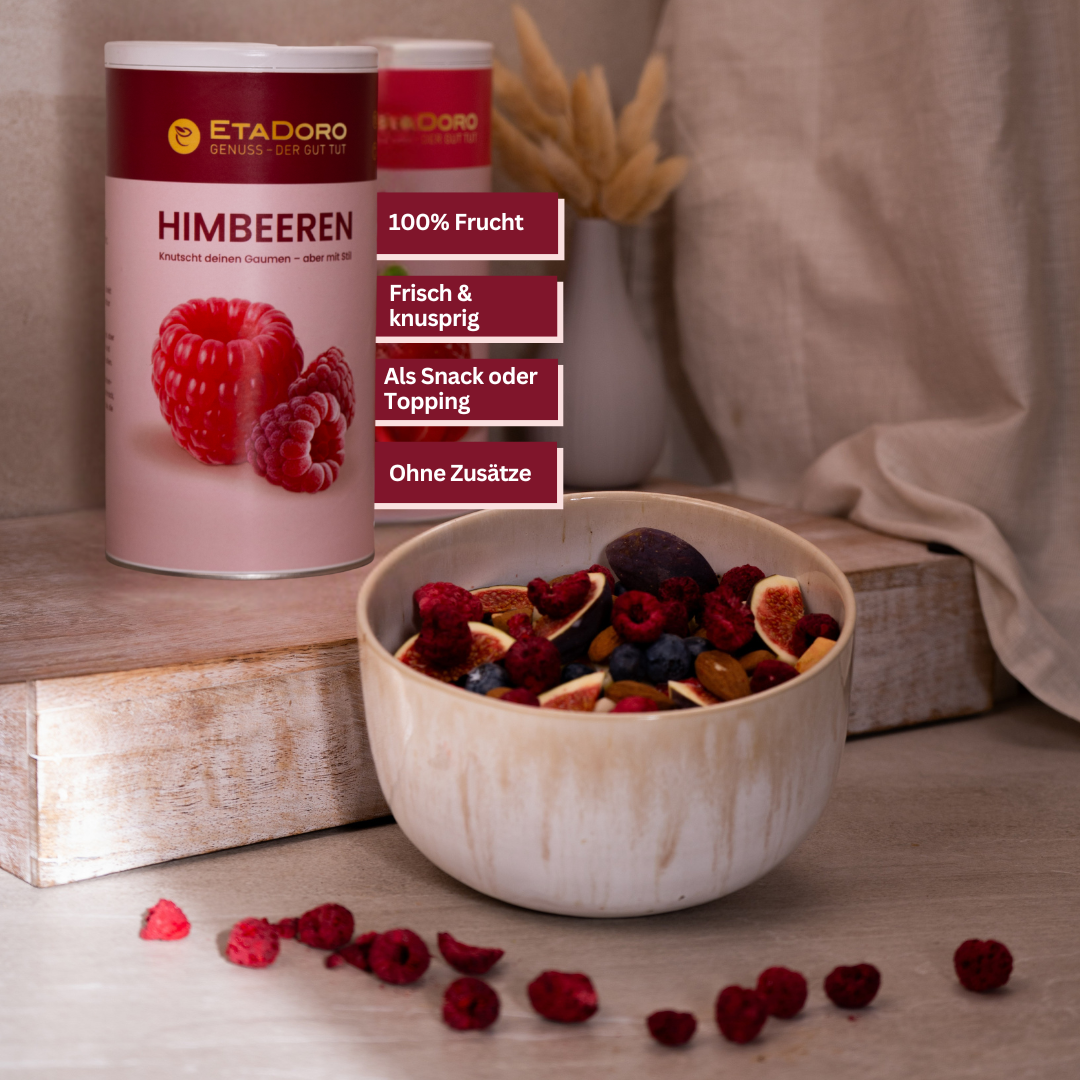 Gefriergetrocknete Himbeeren